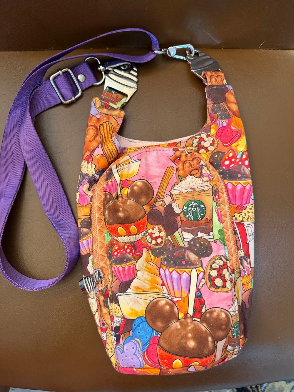 Disney Micky Mouse ears, Starbucks & Ice cream Crossbody Bag in Purples&Pink